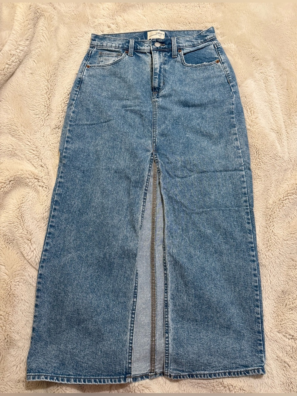 Universal Thread Blue Denim Maxi Skirt with Front Center Slit
